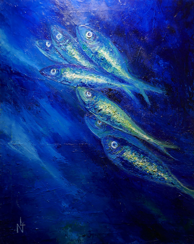 Peinture "Sardines bleu lagon"  